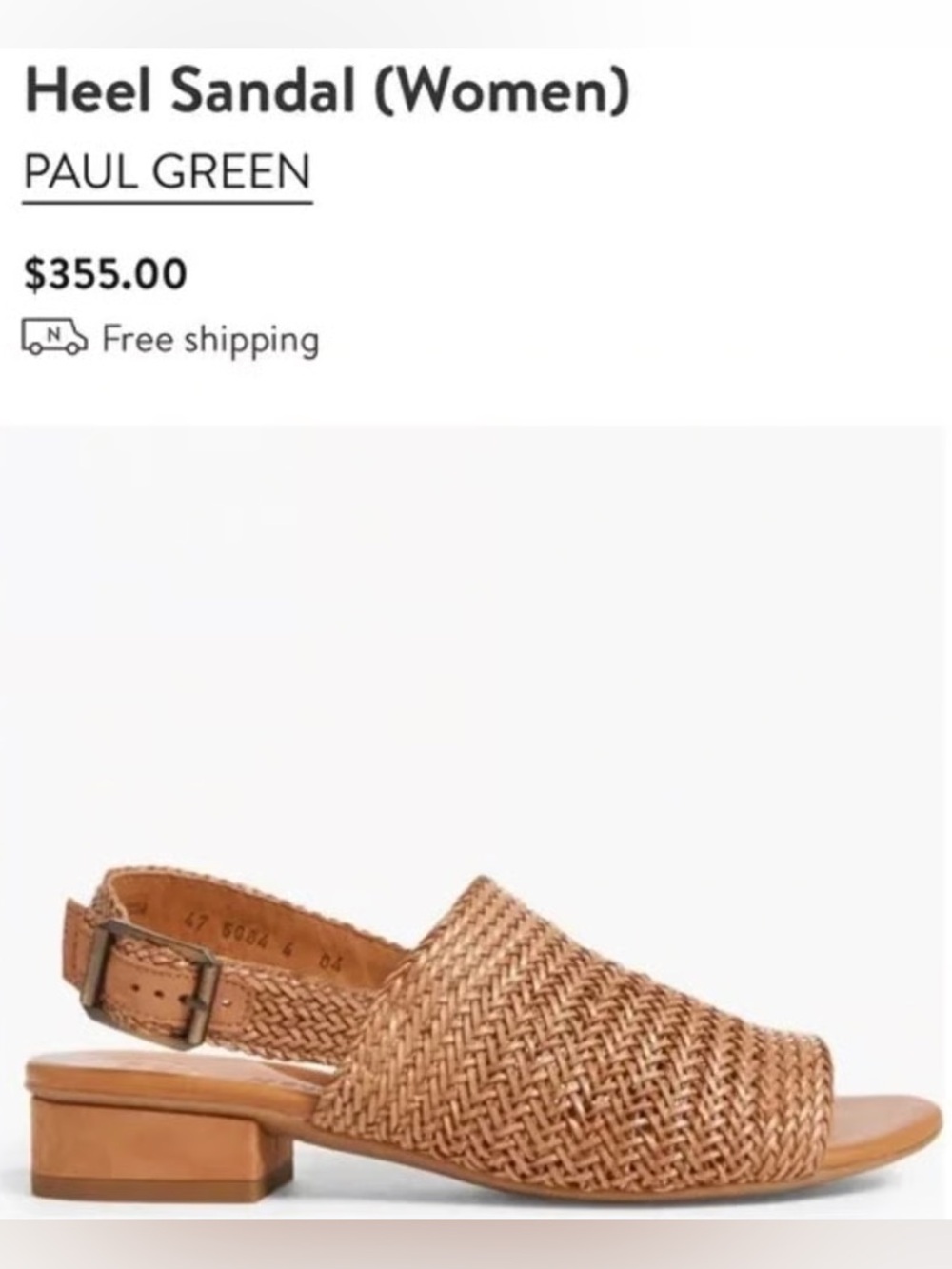Paul Green Woven Leather Slingback Sandal Flat Open Toed 6.5